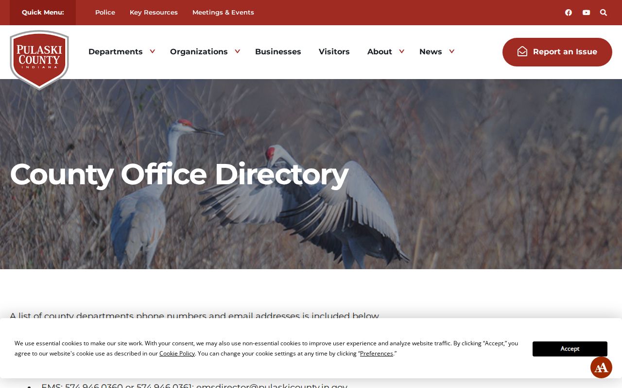 Pulaski County office directory for warrant record contacts