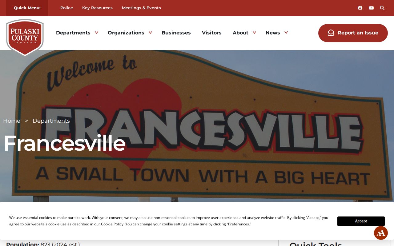 Pulaski County Francesville profile with town contact details