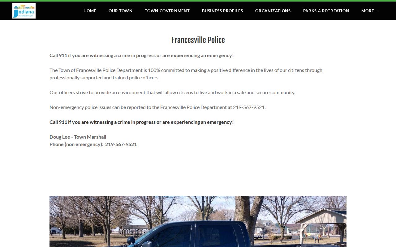 Official Francesville Police contact for local warrant routing