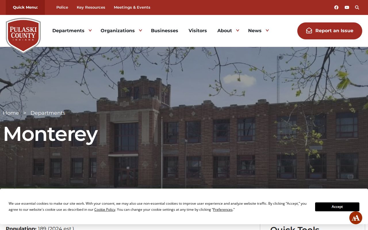 Official Monterey town profile with civic contact information