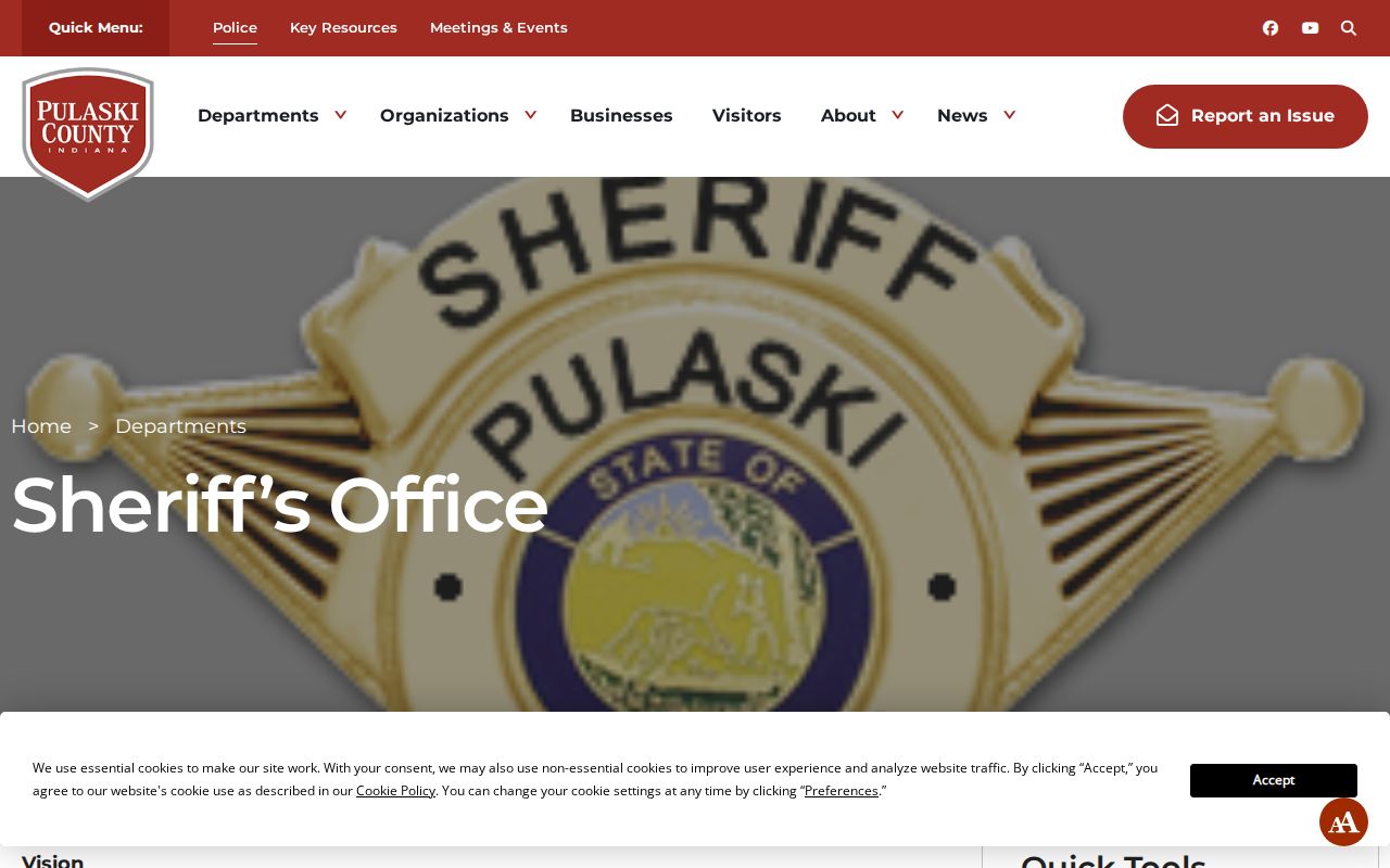 Pulaski County Sheriff official contact page without a public warrant list